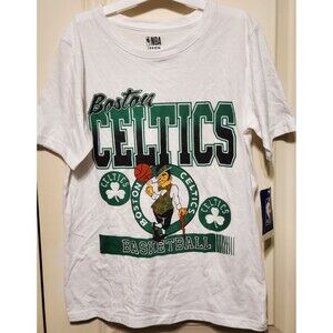 NBA Boston Celtics Boy's White T-Shirt Short Sleeve Size Large 12-14 - NEW